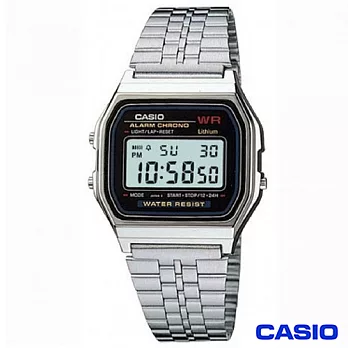 CASIO卡西歐 不鏽鋼復古風潮方形電子腕錶 A159WA-N1