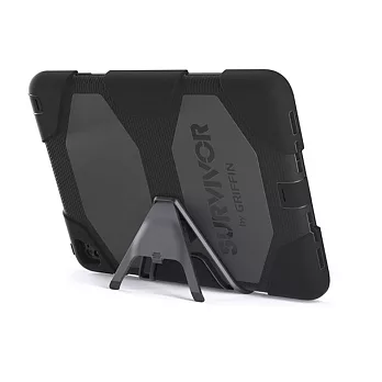 Griffin Survivor All-Terrain iPad Pro 9.7吋 超強矽膠保護套組(附觀賞支架)-黑/黑