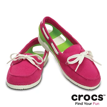 Crocs - 女款 - 女士海灘帆船帆布鞋 -35糖果粉/翠綠色