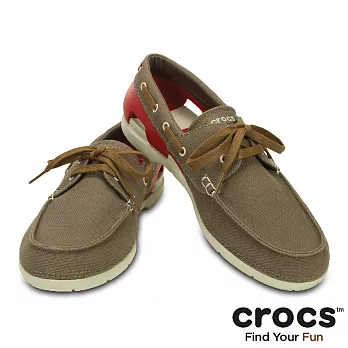 Crocs - 男款 - 男士海灘帆船繫帶鞋 -41胡桃/水泥灰色