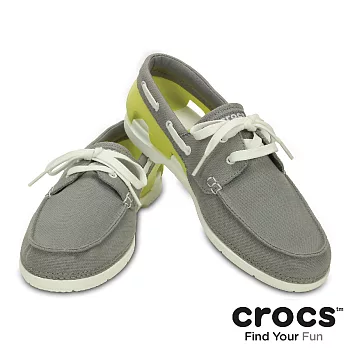 Crocs - 男款 - 男士海灘帆船繫帶鞋 -39烟灰/蕁麻黃色