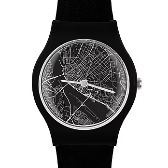 May28th 加拿大 時尚旅行風格地圖手錶 里加城市地圖 黑色錶帶/35mm