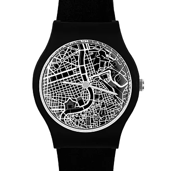May28th 加拿大 時尚旅行風格地圖手錶 羅馬城市 黑色錶帶/35mm