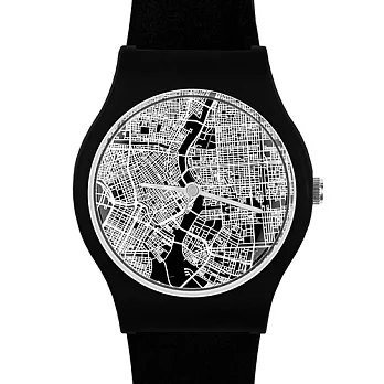 May28th 加拿大 時尚旅行風格地圖手錶 東京城市 黑色錶帶/35mm
