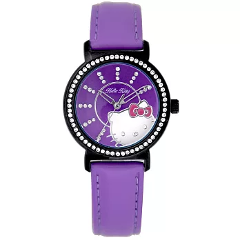【HELLO KITTY】凱蒂貓探頭可愛時尚錶款 (紫/紫面 LK628LBVV-S)