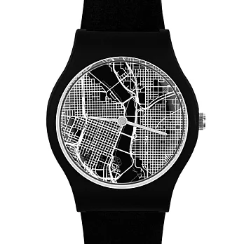 May28th 加拿大 時尚旅行風格地圖手錶 波特蘭城市 黑色錶帶/35mm