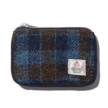 韓國包袋品牌 THE EARTH - CARD ZIP WALLET (BLUE) HARRIS TWEED 系列 卡片/零錢包 (藍)