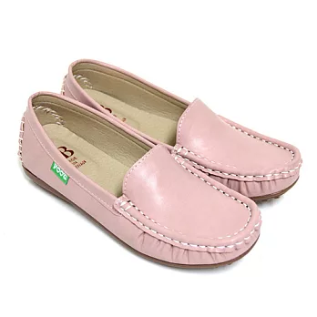 【Pretty】粉彩質感平底莫卡辛休閒鞋23.5粉紅色