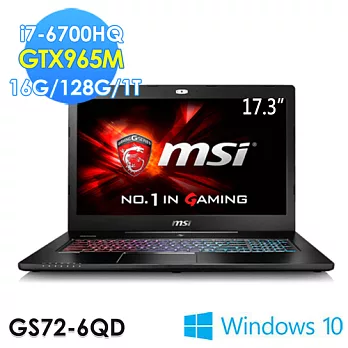 msi微星 GS72 6QD-081TW 17.3吋 i7-6700HQ GTX965M WIN10 電競筆電