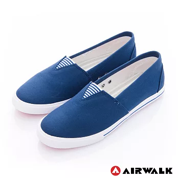 AIRWALK- 三角鬆緊 百搭舒適懶人帆布鞋(女)5.5藍