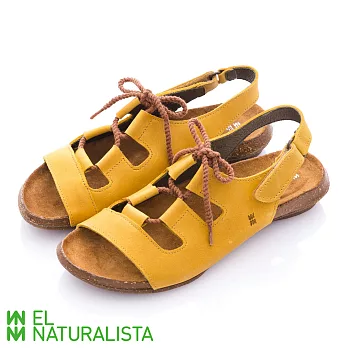 EL Naturalista(女) 夏日的馬甲 軟木塞鞋船綁帶側扣涼鞋 - 沐夏黃36黃