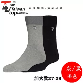 【台灣頂尖】台灣製中吸汗除臭加大款休閒男襪(S500M)~2色灰色