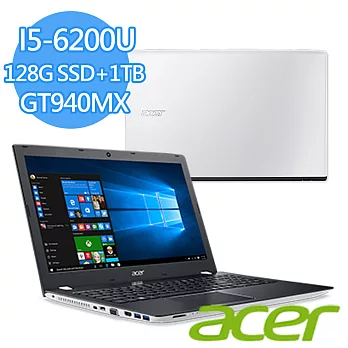 Acer E5-575G-54MP I5六代 雙硬碟 獨顯 超值機(I5-6200U/4G/128G SSD+1TB/NV 940MX 白