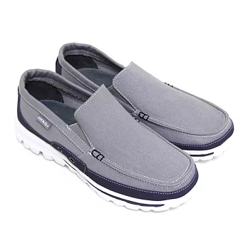 SNAIL蝸牛 率真極簡雙彩撞色套入式休閒平底健走男鞋40灰色