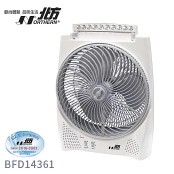 德國北方NORTHERN 14吋風罩充電式DC節能箱扇(LED照明燈) BFD14361