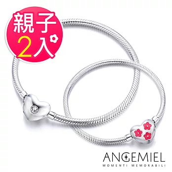 Angemiel安婕米 義大利珠飾925純銀手鍊-親子款(2入組)心+童(請備註尺寸)