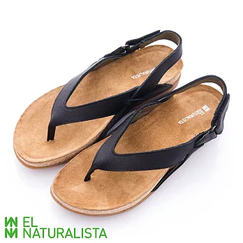 EL Naturalista(女)ZUMAIA 軟木塞再生大底 健康夾腳踝扣涼鞋 - 性感黑36黑