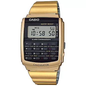 CASIO 大次元經典復古運動錶-黑X金