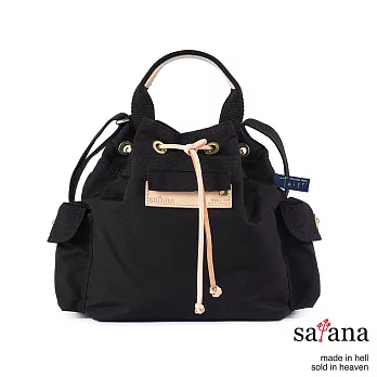 satana - Mini抽繩水桶包 -黑色