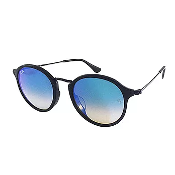 【Ray Ban 雷朋】2447F-90140-49-亞洲版-復古圓框太陽眼鏡 (黑框-水銀漸層藍鏡面)