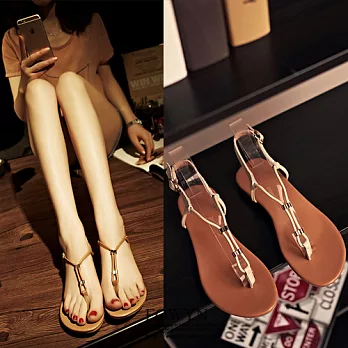 EOWYN．簡約百搭休閒釦環平底夾趾涼鞋EMD04825-38/2色/34-39碼現貨+預購34棕色