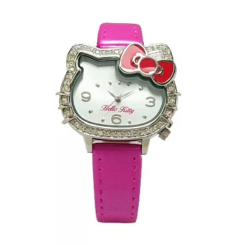 Hello Kitty 凱蒂晶鑽獨特亮眼造型時尚優質腕錶-桃紅-LK620LWWP
