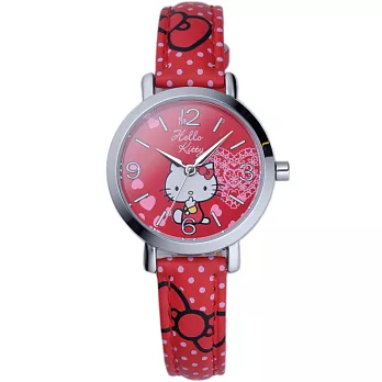 【HELLO KITTY】凱蒂貓甜心蝴蝶結造型手錶 (紅 KT002LWRR)