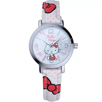 【HELLO KITTY】凱蒂貓甜心蝴蝶結造型手錶 (白 KT002LWWW)