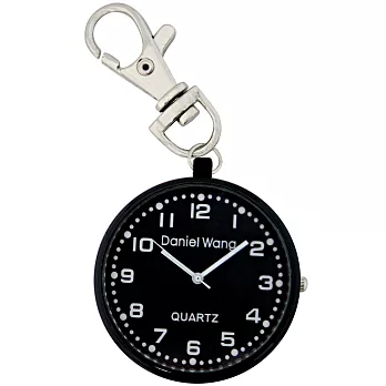 Daniel Wang 圓形繽紛造型時鐘鑰匙圈小掛錶- 黑面白字