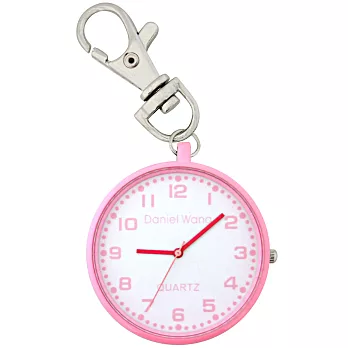 Daniel Wang 圓形繽紛造型時鐘鑰匙圈小掛錶- 粉紅