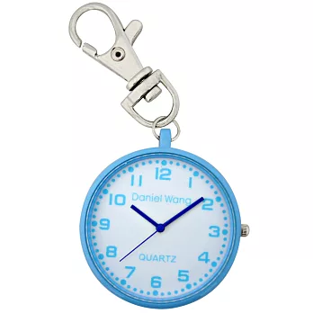 Daniel Wang 圓形繽紛造型時鐘鑰匙圈小掛錶- 粉藍