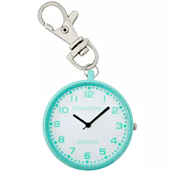 Daniel Wang 圓形繽紛造型時鐘鑰匙圈小掛錶 - 粉綠