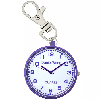 Daniel Wang 圓形繽紛造型時鐘鑰匙圈小掛錶- 深紫