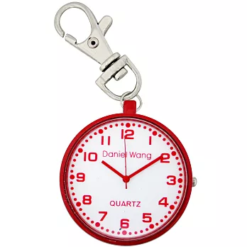 Daniel Wang 圓形繽紛造型時鐘鑰匙圈小掛錶- 鮮紅