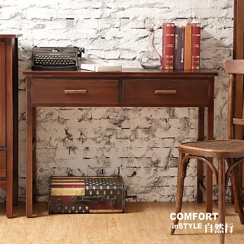 CiS自然行實木家具 書桌-電腦桌-化妝桌-邊桌W110cm(咖啡胡桃色)