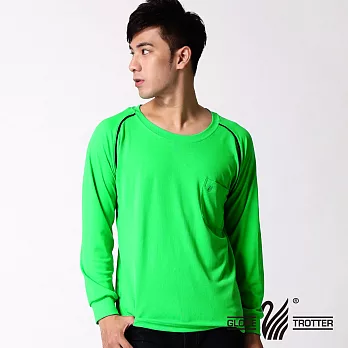 【遊遍天下】MIT男款運動休閒吸濕排汗機能圓領長衫(L038-1)L活綠