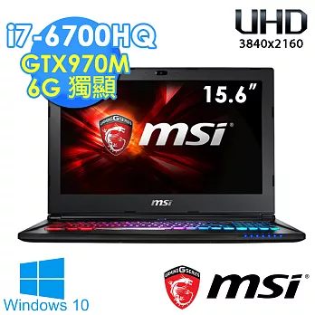 【MSI 微星】GS60 6QE-411TW 15.6吋《256G+1TB》i7-6700HQ GTX970獨顯6G FHD 16G記憶體 win10電競筆電