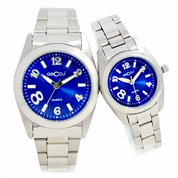 GECCU 5138 時尚尊爵精密石英金屬腕錶(大型/小型)-大型藍面