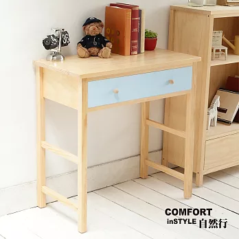 CiS自然行實木家具 書桌-電腦桌-化妝桌-邊桌W90cm(水洗鄉村藍色)
