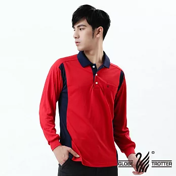 【遊遍天下】MIT台灣製男款休閒抗UV吸濕排汗機能POLO衫(L020)L 紅色