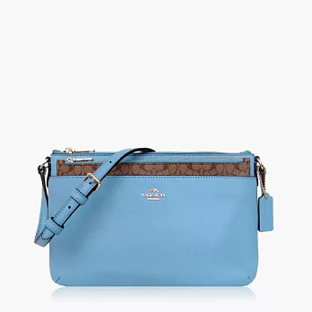 【COACH 輕便小包】皮革 / 側背 / 斜背包(小款)_水藍