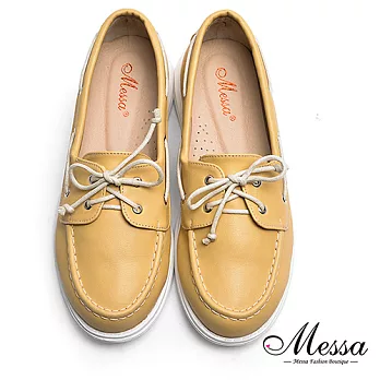【Messa米莎專櫃女鞋】MIT-輕盈舒活休閒內真皮帆船鞋35黃色