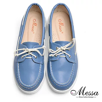 【Messa米莎專櫃女鞋】MIT-輕盈舒活休閒內真皮帆船鞋35藍色