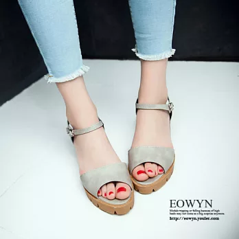 EOWYN．簡約大方百搭舒適一字釦環魚嘴粗跟涼鞋EMD04919-65/3色/34-39碼現貨+預購34灰色