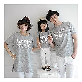 【親子裝】韓版快樂星星灰色長版T恤親子裝情侶裝(寶貝)90灰色