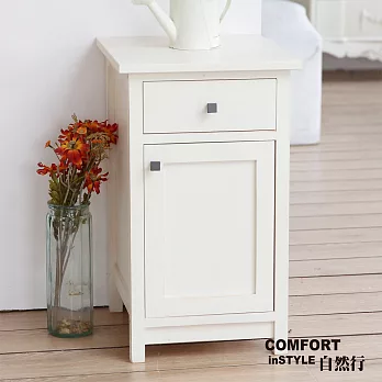 CiS自然行實木家具 收納櫃-原木茶几邊櫃-矮櫃(復古白)