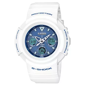 CASIO G-SHOCK 東瀛武士道6局電波運動個性腕錶-雪白-AWG-M510SWB-7A