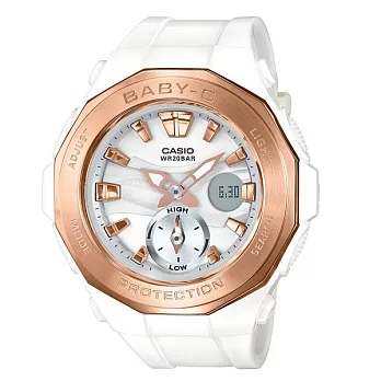 Baby-G 海灘豪華露營新設計時尚優質雙顯運動腕錶-白金-BGA-220G-7A