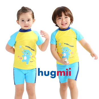 【hugmii】童趣造型素袖分體兒童泳裝_大象100黃