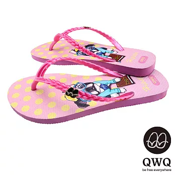 QWQ夾拖的創意(女) - 狗狗塗鴨Hipster 夾腳拖鞋 - 粉紅 35粉紅